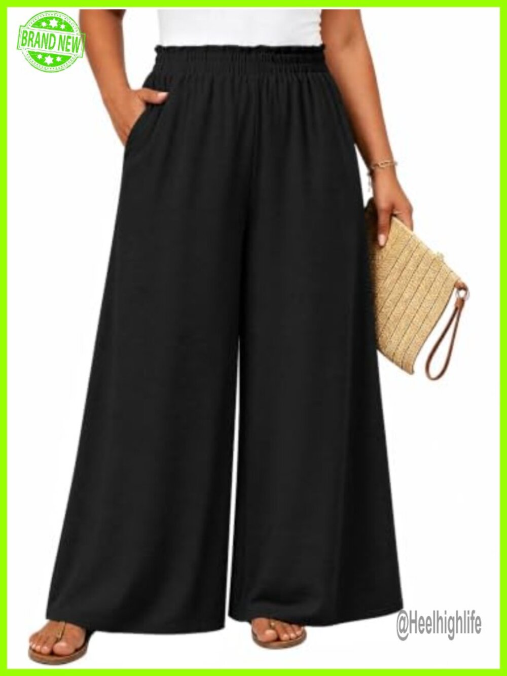 Wide Leg Palazzo High Waist Flowy Casual Trousers Plus Size